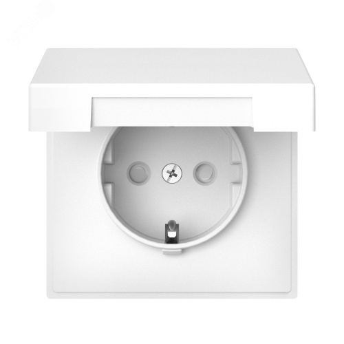 Розетка ArtGallery 16А IP20 с заземл. защ. шторки с крышкой механизм бел. | код GAL000146 | Systeme Electric