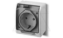 HERMES - Розетка 2P+E, 16A/250V, с прозрачной крышкой, IP44, белый | код 0324-01 | Elektro-plast Nasielsk