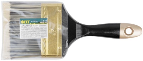 Кисть флейцевая ''Стайл'', искусственная черно-белая щетина, деревянная ручка 4'' (100 мм) | код 1188 | FIT фото 3