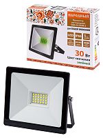 Прожектор светодиодный СДО-04-030Н-З (зелёный свет) 30 Вт, IP65, черный, Народный | код SQ0336-0226 | TDM НАРОДНЫЙ