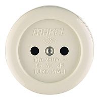 Розетка 1-м ОП 16А IP20 круглая без заземл. бел. Makel 16012