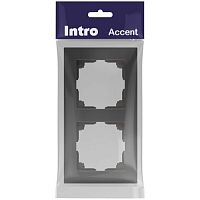 Рамка для розеток и выключателей Intro Accent 6-502-07 на 2 поста, СУ, графит | код Б0063773 | ЭРА