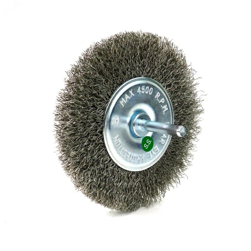 Щетка дисковая Д100x10 c хв-м д6x30, ворс гофр нерж сталь 0,30, до 4500 об/мин (13-174) | код EB-D100BS | EuroBrush