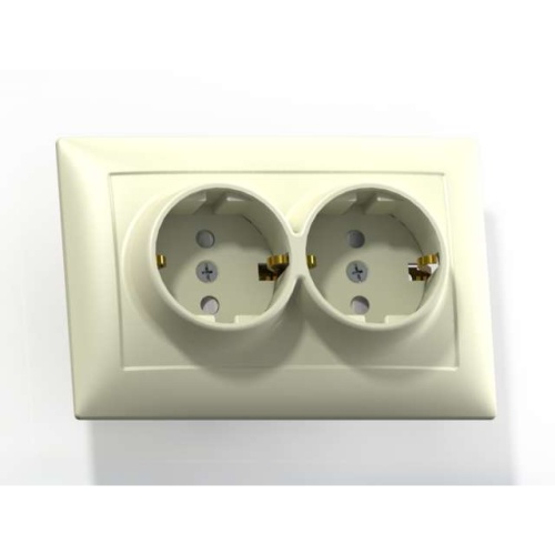 СЕЛЕНА Розетка с заземлением со шторками РС16-401 скрытая слоновая кость | код 8152 | Кунцево-Электро