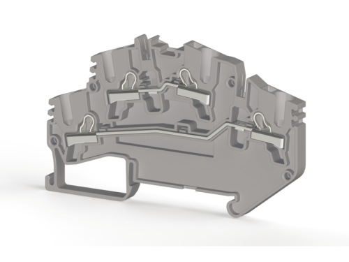 307 699, Клеммник двух ярусныйпружинный быстрозажимной (Push in), 2,5 мм.кв., PYK 2.5_M2F (Серый) | код 0.0.0.3.07699 | KLEMSAN