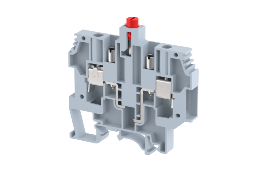 Клемма измерительная винтовая 6 мм2 с размыкателем выдвижного типа, на 2 подключения, синяя KUPTD6(B) | код 1104740001 | Elmex