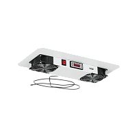 Блок вентиляторный TLK для настенных шкафов серии TWC и TWA, 2 вентилятора с терморегулятором и датчиком, без шнура питания, серый | код TLK-FAN2-TERM-GY | TLK