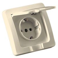 Розетка скрытая с заземлением IP44 слоновая кость | код РС16-511-01 | HEGEL