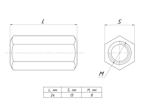 Гайка соединительная М8 DIN 6334 | код gsm8 | EKF фото 3