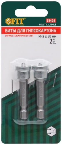 Насадки д/быстрого завинч. самор. по гипр. набор сталь S2 профи PH2х50мм (уп.2шт) FIT 15426 фото 3