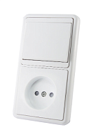 Блок комбинированный БКВР 1-но кл. выкл + розетка 2П с з/ш TDM | код SQ1813-0004 | TDM