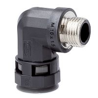 Муфта 90 грд. труба-коробка с металлической резьбой DN 23 мм, М25х1,5, полиамид, цвет черный | код PAZ23M25N | DKC