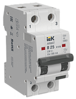 ARMAT АВДТ B10N 2P B25 300мА тип A IEK | код AR-B10N-2-B025A300 | IEK
