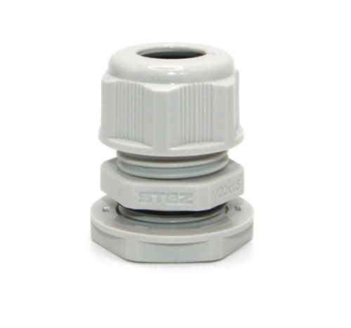 Кабельный ввод нейлоновый, резьба М20х1.5, диаметр кабеля 6-12 мм., с контрагайкой, цвет серый, IP68/IP69K | код 189135016 | СТЭЗ