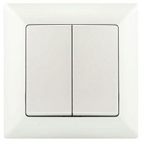 Переключатель Intro Solo 4-107-06 двухклавишный, 10А-250В, IP20, СУ, перламутр | код Б0053614 | ЭРА