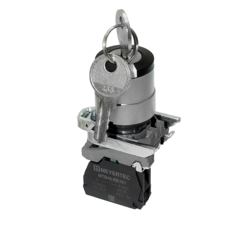 Переключатель с ключом на 2 положения с фиксацией, 1 выемка, 1NO, IP65, металл MTB4-BG21 | код 137151 | MEYERTEC Переключатель с ключом на 2 положения с фиксацией, 1 выемка, 1NO, IP65, металл MTB4-BG21 | код 137151 | MEYERTEC