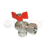 Кран шаровой латунный PREMIUM для ВОДЫ 3/4дюйм ВР/ВР бабочка угловой с накид. г..НИК-Й 11Б27фт1М (40/10) | код VF.266.NB1.034.PREMIUM | VALFEX