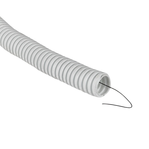 Труба гофр, ПВХ с протяжкой d16 мм (100 м) белая-Plast | код tg-z-16-100-white | EKF