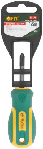 Отвертка "Контур" CrV сталь прорезиненная ручка 6х38мм РН2 FIT 55196 фото 3