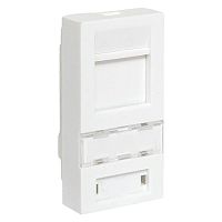 Вставка розеточная 45х22.5мм формат Mosaic на 1 модуль Keystone защ. шторки с маркером бел. TERACOM PRO | код TRP-INS-MOS-1M1P-WH | EKF