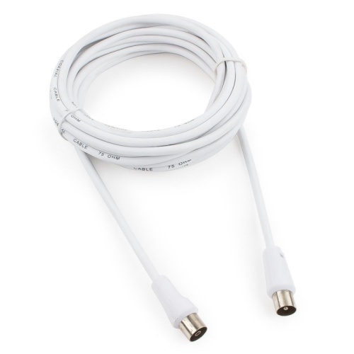 Кабель телевизионный Cablexpert, CCV-515-W-5M, Coaxial M/F, белый, 5м | код CCV-515-W-5M | Cablexpert