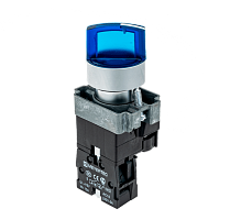 Переключатель с LED подсветкой, 220V AC/DC, синий, 2 полож. 1NO, фикс., мет. MTB2-BK2663 | код 58217 | MEYERTEC