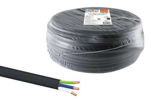 Провод ВВГмб-П нг(А)-LS 3х1.5 220/380 (бухта 100м) Народный ТРТС | код SQ0117-1411| РЭМЗ ТМ