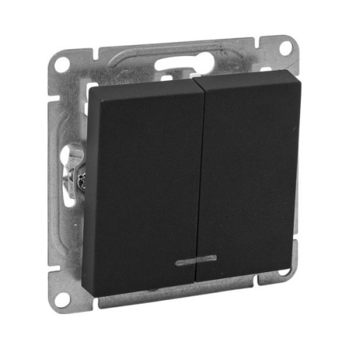 Эпика Механизм выключателя 2кл. с подсветкой черный EKF | код UP1-SWB-24 | EKF