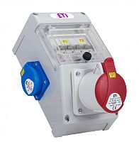 Распред. щит с разъемами EDS4m 2-2/1-5 16 (Разъем 16A/5P-1, Schuko-2, АВ: C16/1-1, C16/3-1, мини) | код 004483110 | ETI