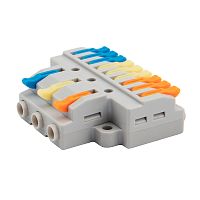 Клемма СМК 3х3 проходная разветвительная 3 полюса, с монтажной площадкой (1 ввод, 3 вывода на полюс), (4 шт/уп) REXANT | код 07-5232-04 | REXANT