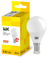 Лампа LED ALFA G45 шар 8Вт 230В 3000К E14 (6шт) IEK | код LLA-G45-8-230-30-E14-6 | IEK