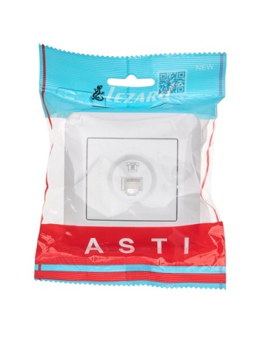 Розетка телефонная евро 1-м СП ASTI IP20 RJ11 в сборе бел. LEZARD 7081-0202-137 фото 4