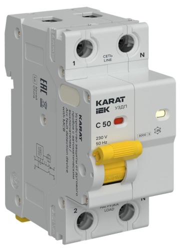 Устройство защиты от дугового пробоя с автоматическим выключателем (УЗДП) 1P+N C 50А KARAT IEK KA-DP11-1-050-C