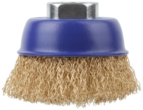 Щетка для УШМ, М14, Чашка, латунированная витая проволока 0,3 мм, 65 мм, блистер, Profi | код 82-893 | FIT фото 2 Щетка для УШМ, М14, Чашка, латунированная витая проволока 0,3 мм, 65 мм, блистер, Profi | код 82-893 | FIT фото 2