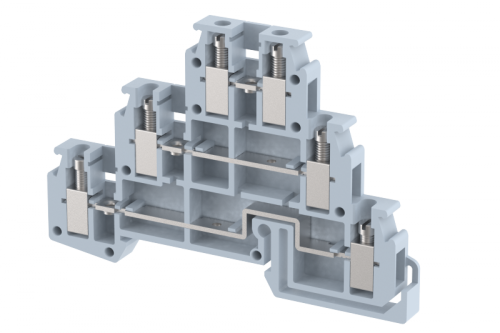Клемма проходная винтовая 4 мм2, трехуровневая, на 6 подключений, синяя DU3D4(B) | код 1704030001 | Elmex Клемма проходная винтовая 4 мм2, трехуровневая, на 6 подключений, синяя DU3D4(B) | код 1704030001 | Elmex