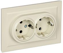 BRITE Розетка 2-местная с заземлением с защитными шторками 16А в сборе РСш12-3-БрКр бежевый | код BR-R24-16-K10-F | IEK