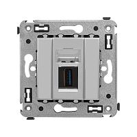 USB 3.0 розетка одинарная в стену, тип А-А, Avanti, Закаленная сталь | код 4404303 | DKC