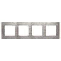 Рамка для розеток и выключателей Серия 12 12-5104-16 на 4 поста, Сатин, титан | код Б0065751 | ЭРА