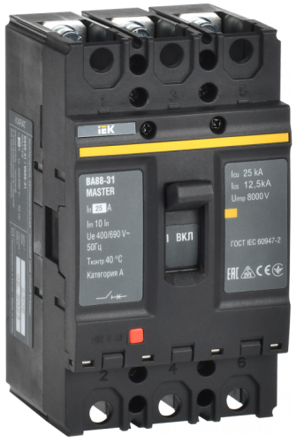 Выкл. авт. ВА88-31 3Р 25А 25кА MASTER IEK | код SVA00-3-0025-02 | IEK