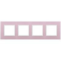 Рамка на 4 поста, стекло, Эра Elegance, розовый+бел, 14-5104-30 | код Б0034538 | ЭРА