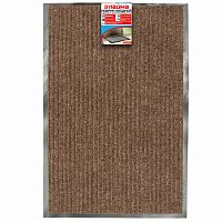 Коврик входной ворсовый влаго-грязезащитный LAIMA, 60х90 см, ребристый, толщина 7 мм, коричневый, 602868 | код 602868 | LAIMA