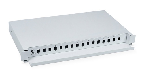 Cabeus ODF-19-16-SC Кросс бокс оптический 19 на 16 SC (LC duplex) со сплайс-кассетой, выдвижной (без пигтейлов и проходных адаптеров) | код 7300c | Cabeus