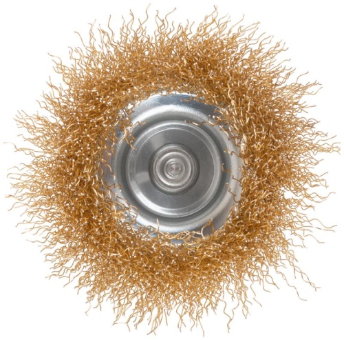 Щетка для дрели, Чашка, латунированная витая проволока 0,3 мм, 75 мм, блистер, Profi | код 82-912 | FIT фото 5