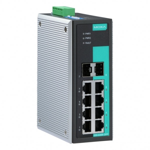 Коммутатор EDS-G308-2SFP-T Gigabit Ethernet switch with 6 ports and 2 slot combo ports, -40 to 75 C | код 00-06011801 | MOXA