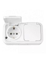 Розетка 2-м ОП 10А IP44 с заземл. бел. | код. РА16-213 | Bylectrica