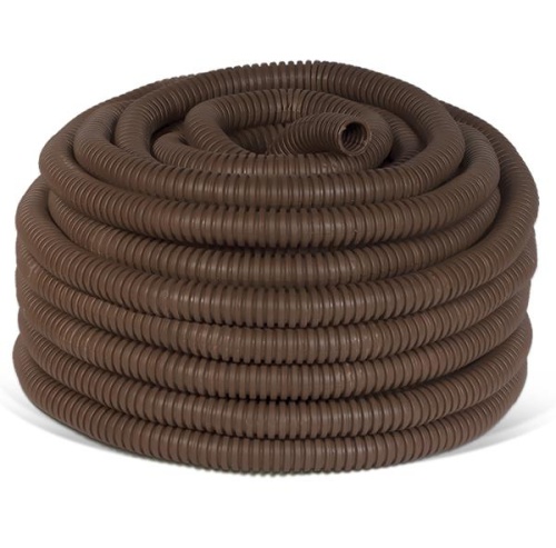 Труба гофрированная ПВХ легкая d25мм с протяжкой темн. дерево (уп.25м) Урал Пак ГФ-9104125-025