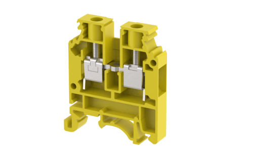 Клемма проходная винтовая 6 мм2, на 2 подключения, желтая KUT6N(Y) | код 1104010004 | Elmex