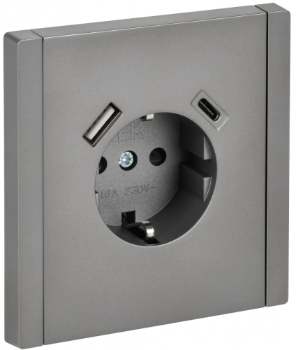 FORTE&PIANO Роз. з/к/ш в/к 16А USB A+C 18Вт FP547 ст. IEK | код FP-R14-16-U22-018-K46 | IEK