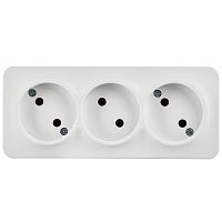 GLORY Розетка 3-местная для открытой установки без заземления без защитных шторок 10А РС23-2-ХБм белый матовый IEK | код ERH30-K01M-10 | IEK