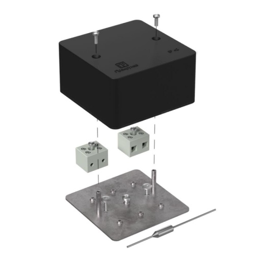 Коробка огнестойкая для кабель-канала 40-0460-FR6.0-4-П Е15-Е120 с термопредохранителем RAL9005 85х85х45 (44 шт/кор) Промрукав | код 40-0460-9005-FR6.0-4-П | ПРОМРУКАВ